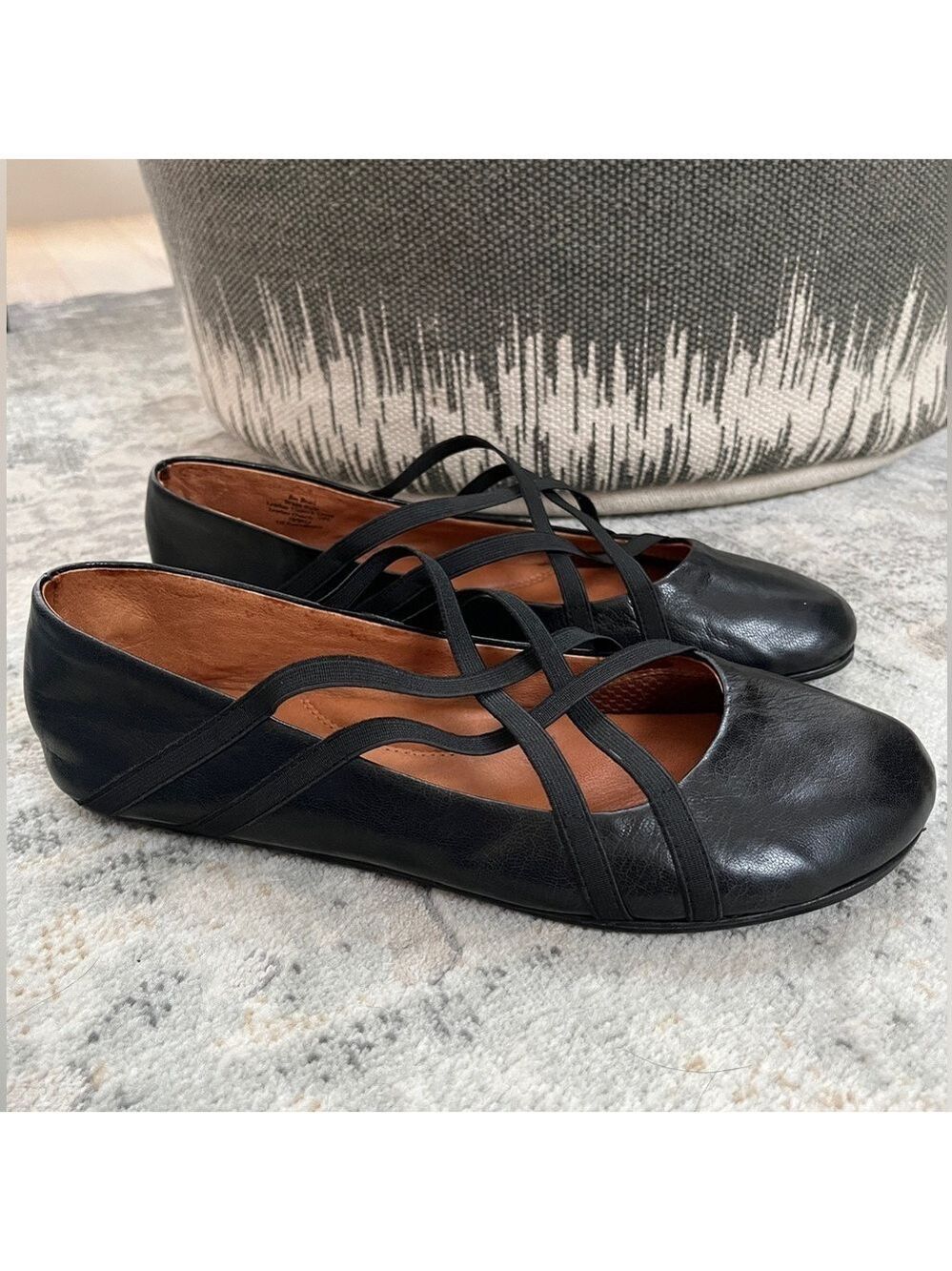 GENTLE SOULS Kenneth Cole Leather Bay Braid Elastic Detail Ballet Flat Shoes
